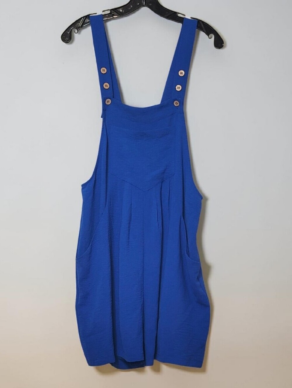 CUEPLY - Medium Royal Blue Pinafore Romper with Button Strap Details